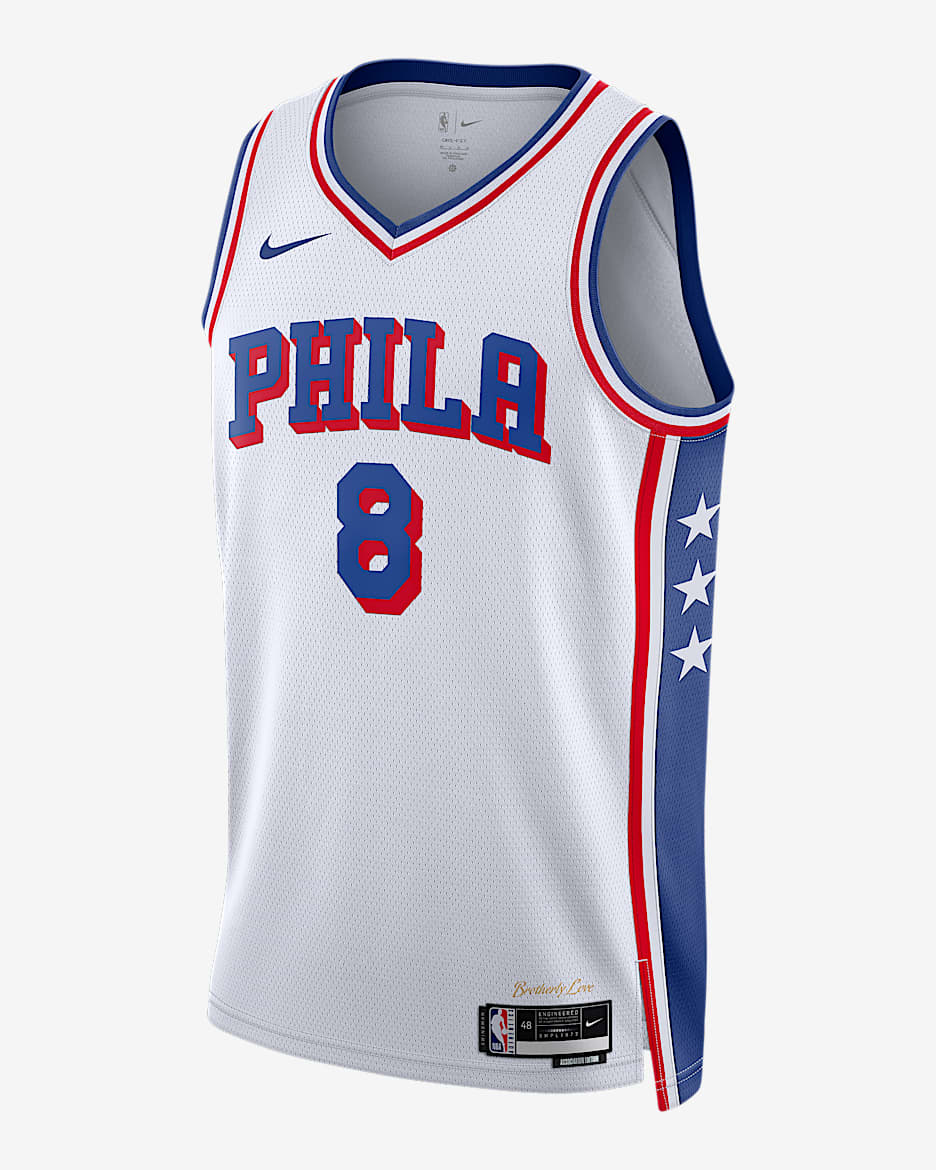 2024/25 赛季费城 76 人队保罗·乔治 (Paul George) Association Edition Nike Dri-FIT NBA Swingman Jersey 男子速干球衣 - 白色