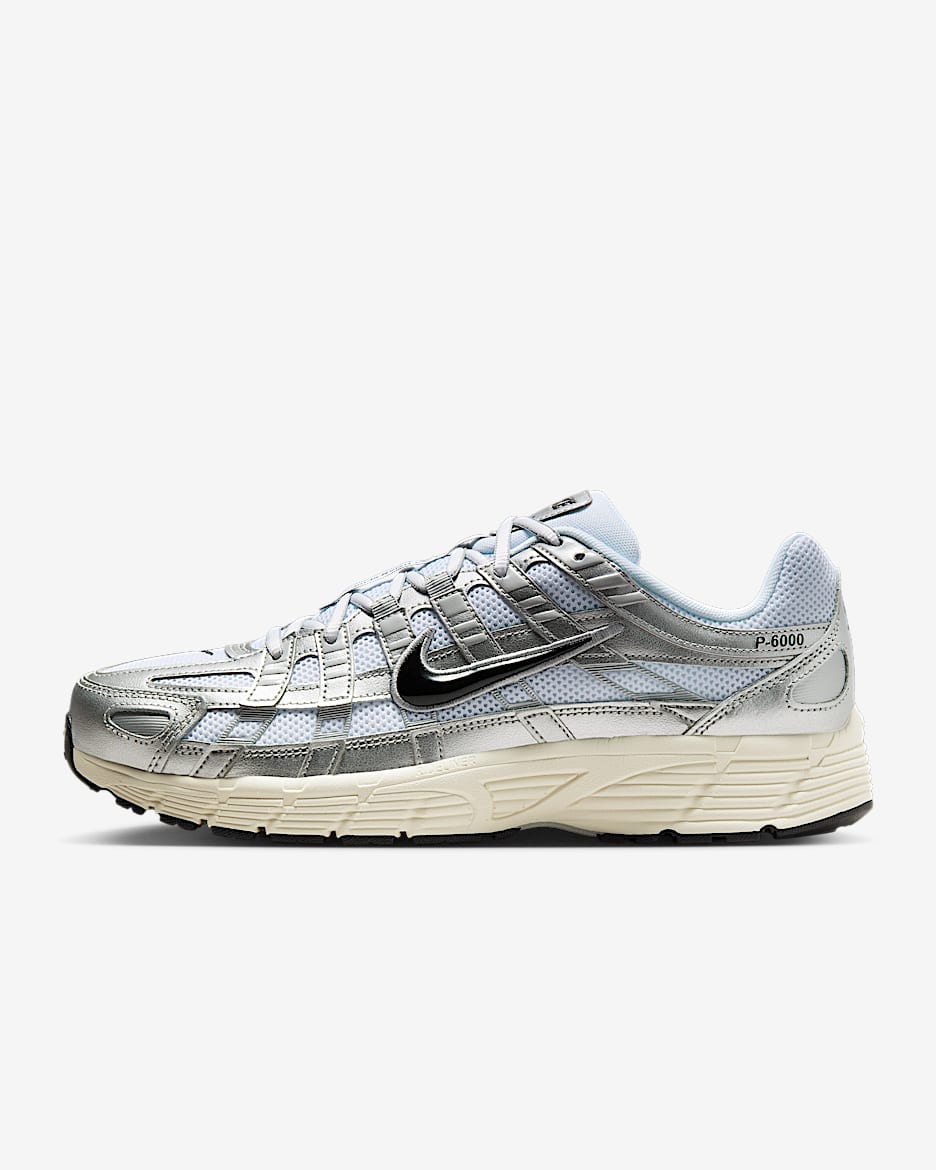 Nike P-6000 男子复古运动鞋 - 白色/金属银/银/黑