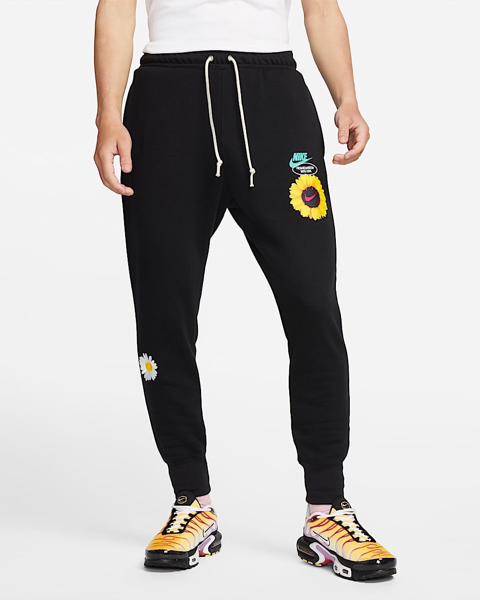 Nike Sportswear 男子法式毛圈长裤 - 黑/水洗水鸭青