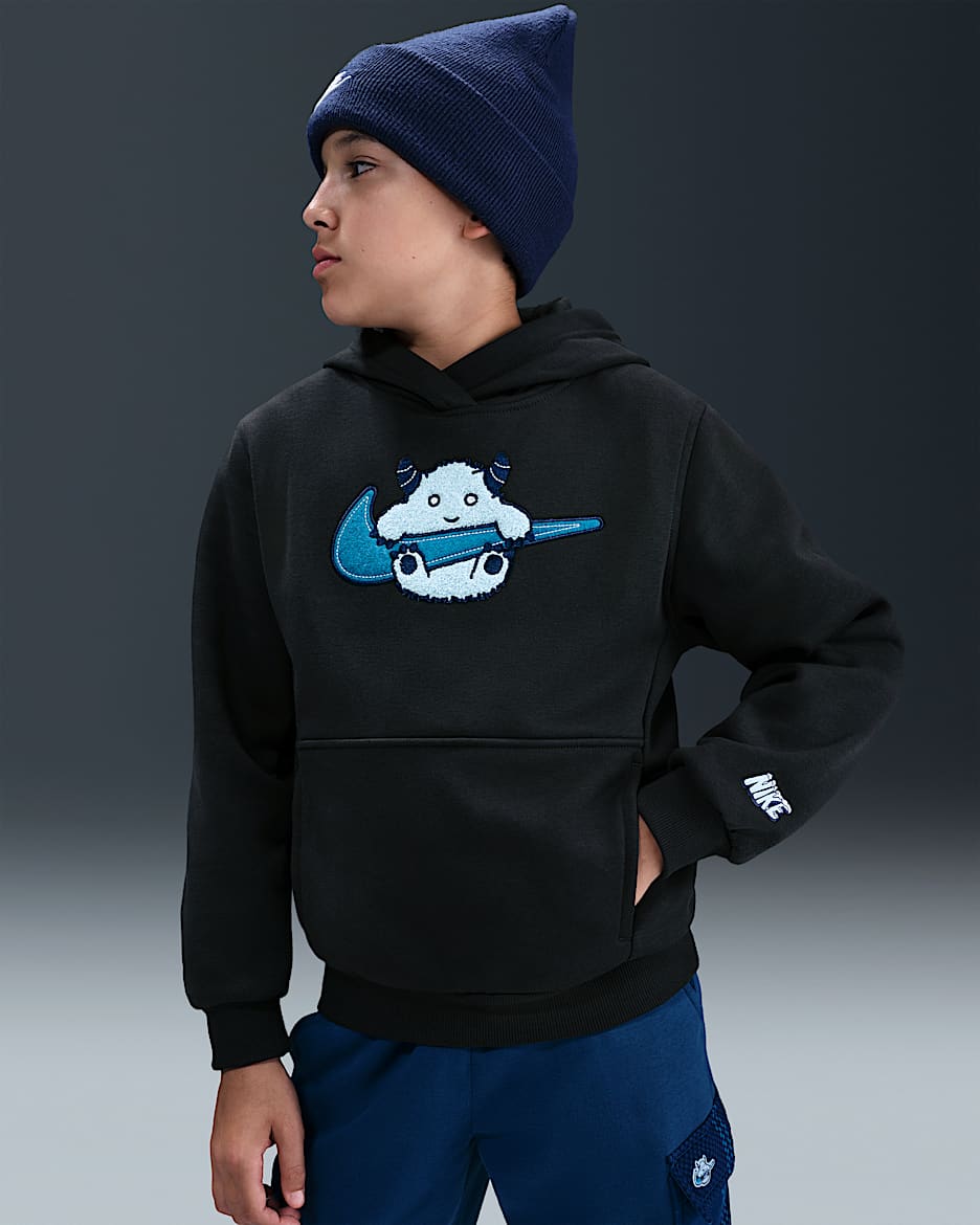 Nike Sportswear Club Fleece 大童加绒套头连帽衫 - 灰黑