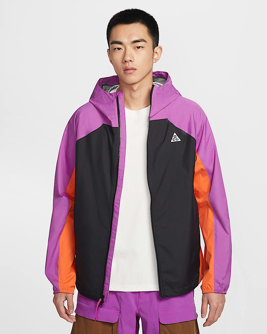 Nike ACG "Phantazma" Storm-FIT ADV 2.5L 男子防风防水夹克硬壳冲锋衣 - 明亮紫/黑/安全橙/山峰白