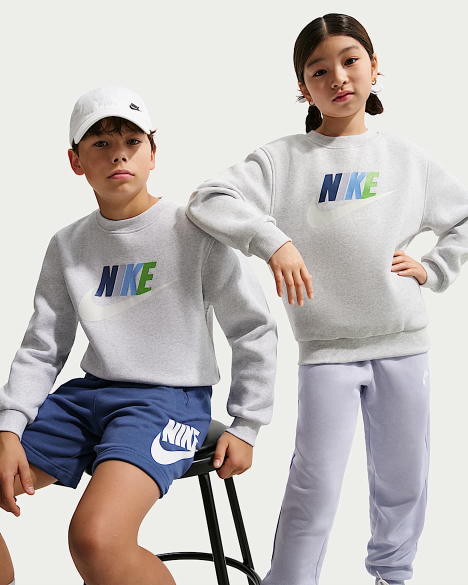 Nike Sportswear Club Fleece 大童加绒运动衫 - 调色桦树色/神秘深海蓝