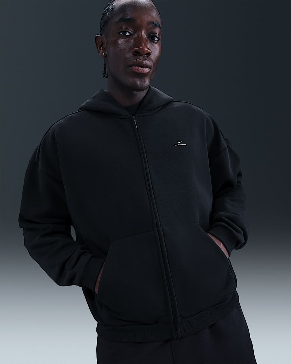 Nike Standard Issue Therma-FIT 耐克篮球小标系列男子全长拉链开襟加绒篮球连帽衫 - 黑/淡象牙白