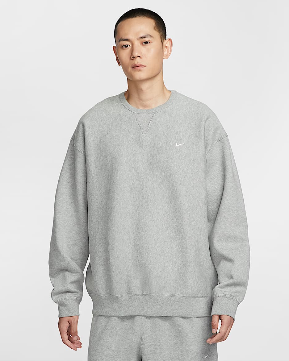 Nike Solo Swoosh 男子加绒圆领上衣 - 调色暗灰/白色