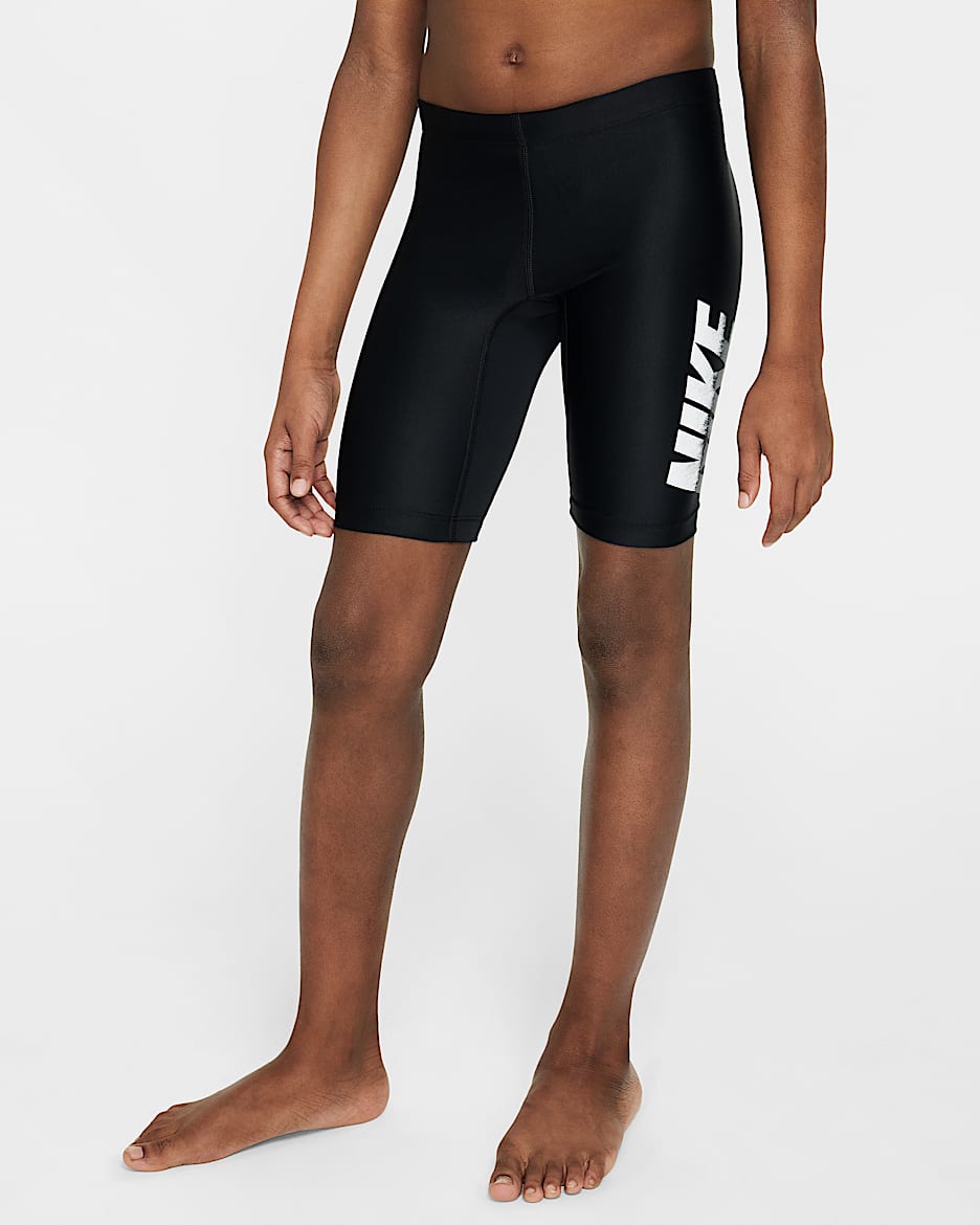 Nike Swim 大童（男孩）紧身泳裤 - 黑/暗灰/白色