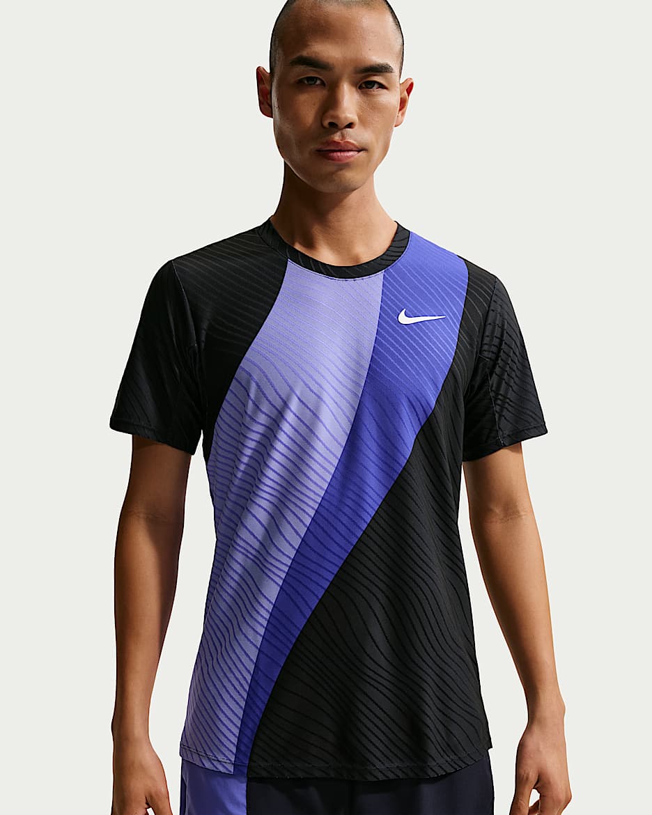 NikeCourt Slam Dri-FIT ADV 男子速干短袖上衣 - 宝石蓝/暗蓝黑/白色