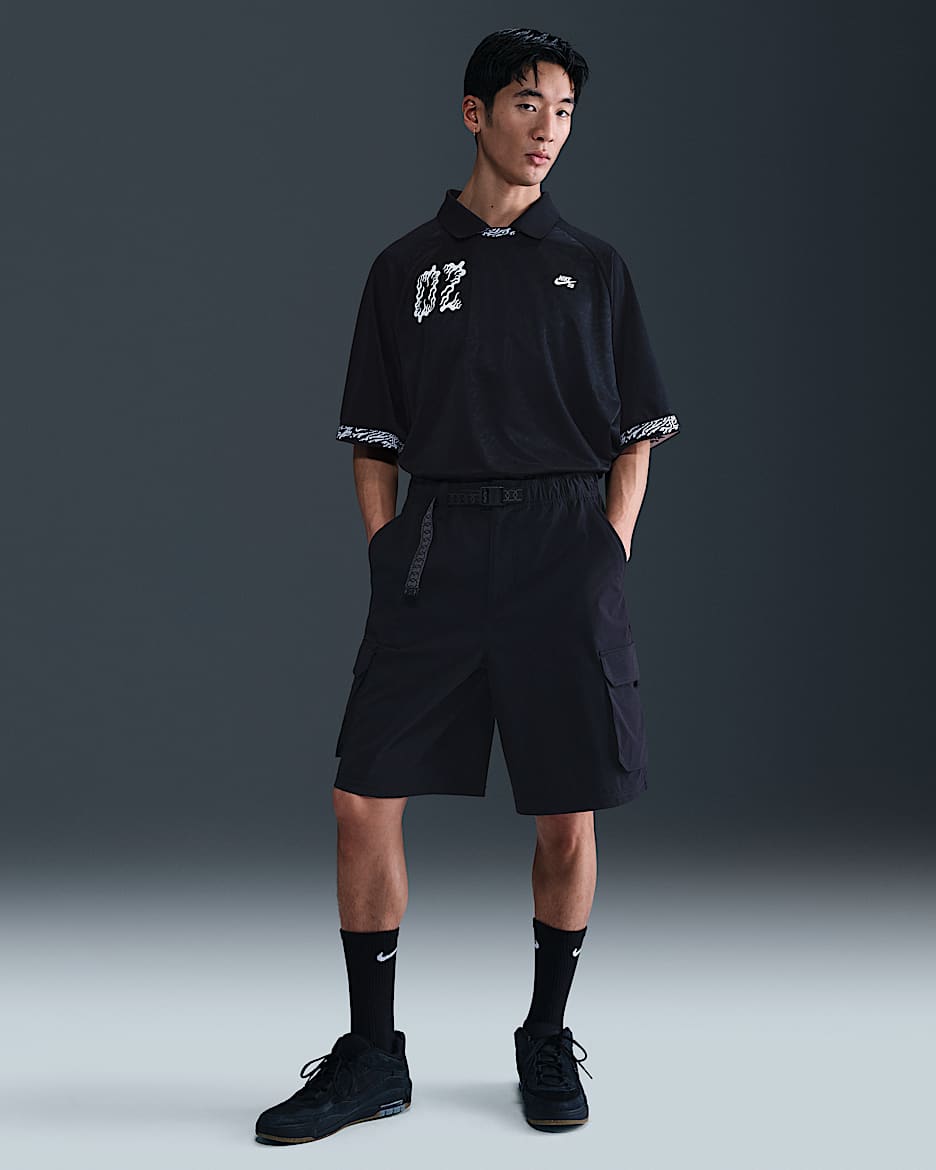 Nike SB Dri-FIT Kearny 男子速干工装滑板短裤 - 黑/白色