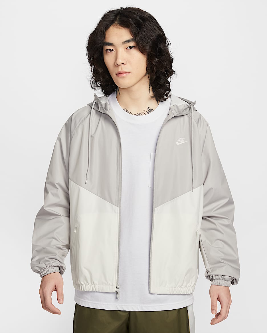 Nike Windrunner 男子防风拒水衬里夹克 - 浅铁矿石灰/帆白/帆白