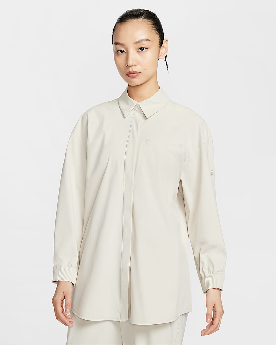 Nike 24.7 PerfectStretch Dri-FIT 女子 Oversize 风速干长袖上衣 - 浅土褐/浅铁矿石灰