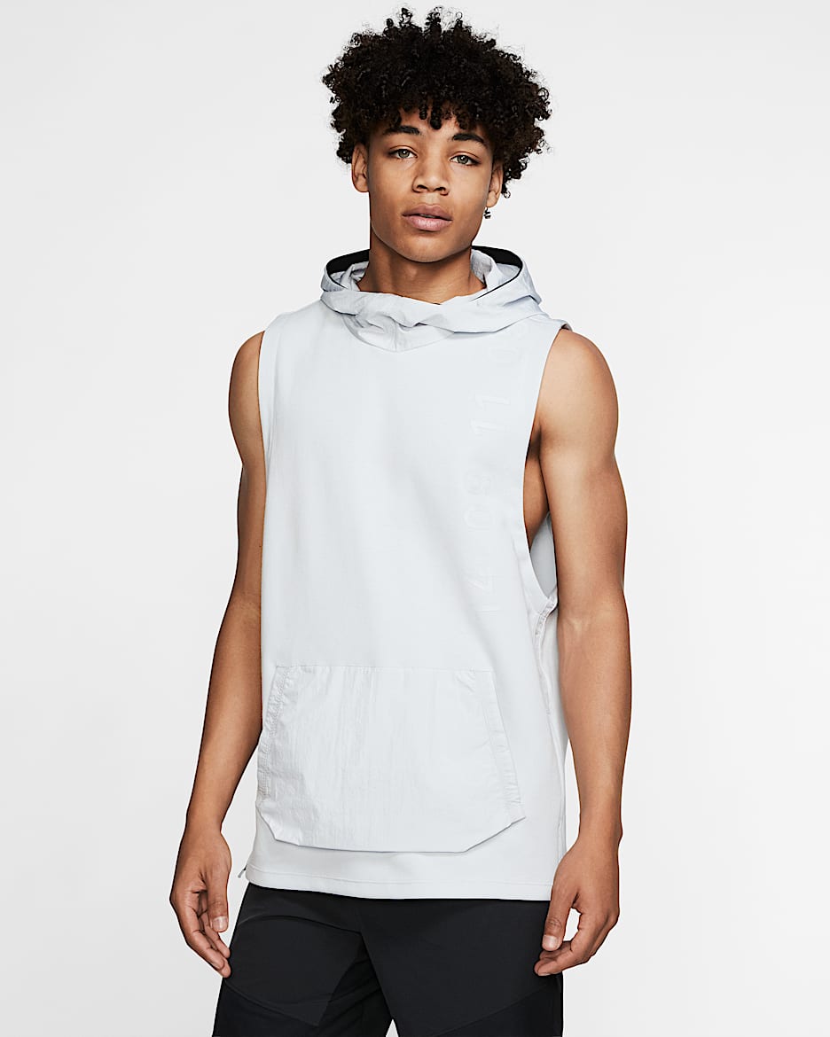 Nike 男子连帽无袖训练上衣 - 白金色/黑