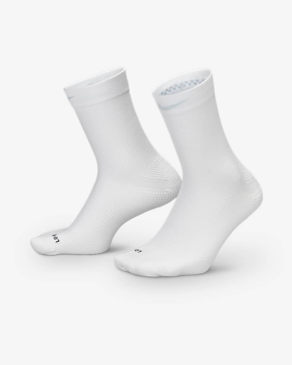 Nike Running Lightweight Micro Crew 速干运动短袜（1 双） - 白色/黑/白金色