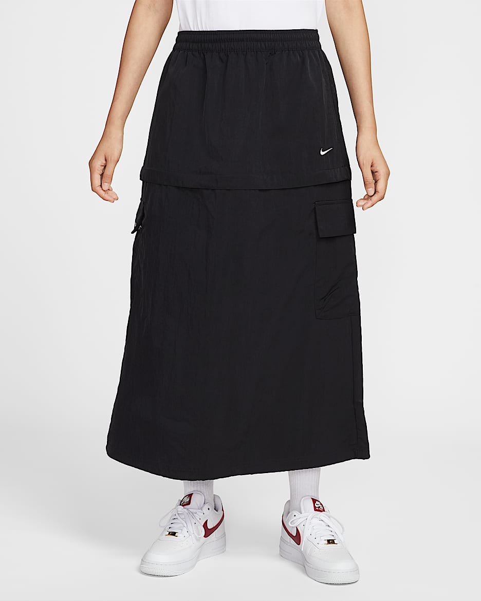 Nike Sportswear 女子拒水梭织工装中长半身裙 - 黑