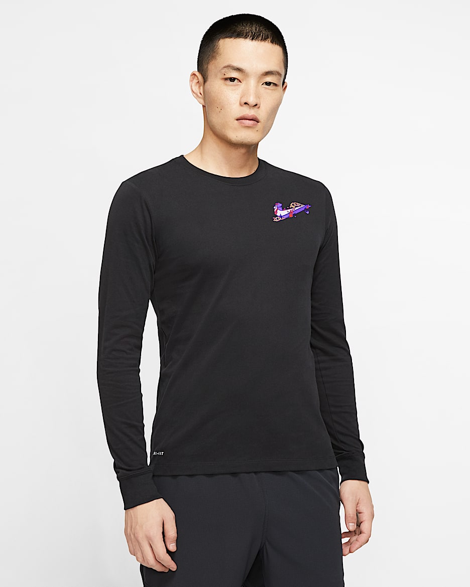 Nike Dri-FIT 男子长袖训练T恤 - 黑