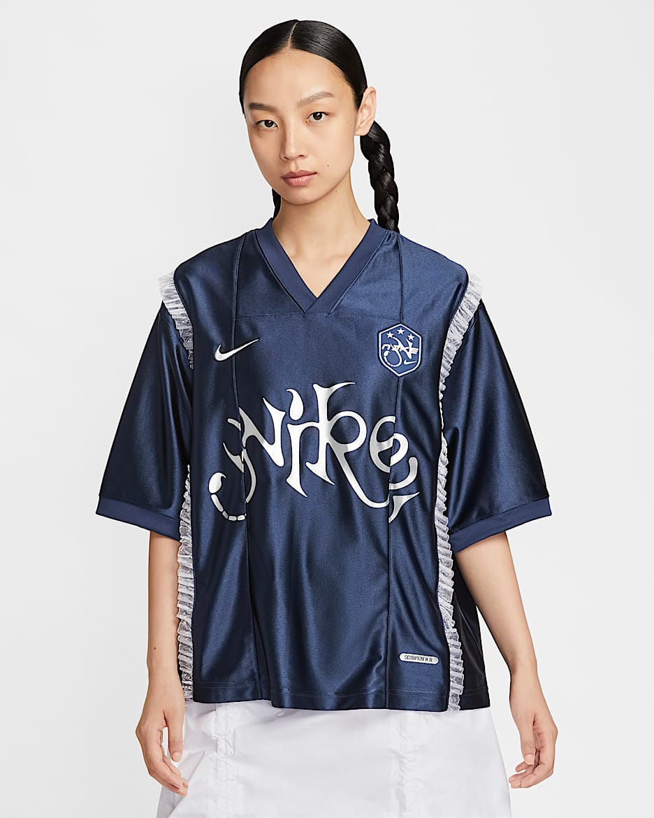 Nike Sportswear 女子短袖图案针织上衣 - 深藏青