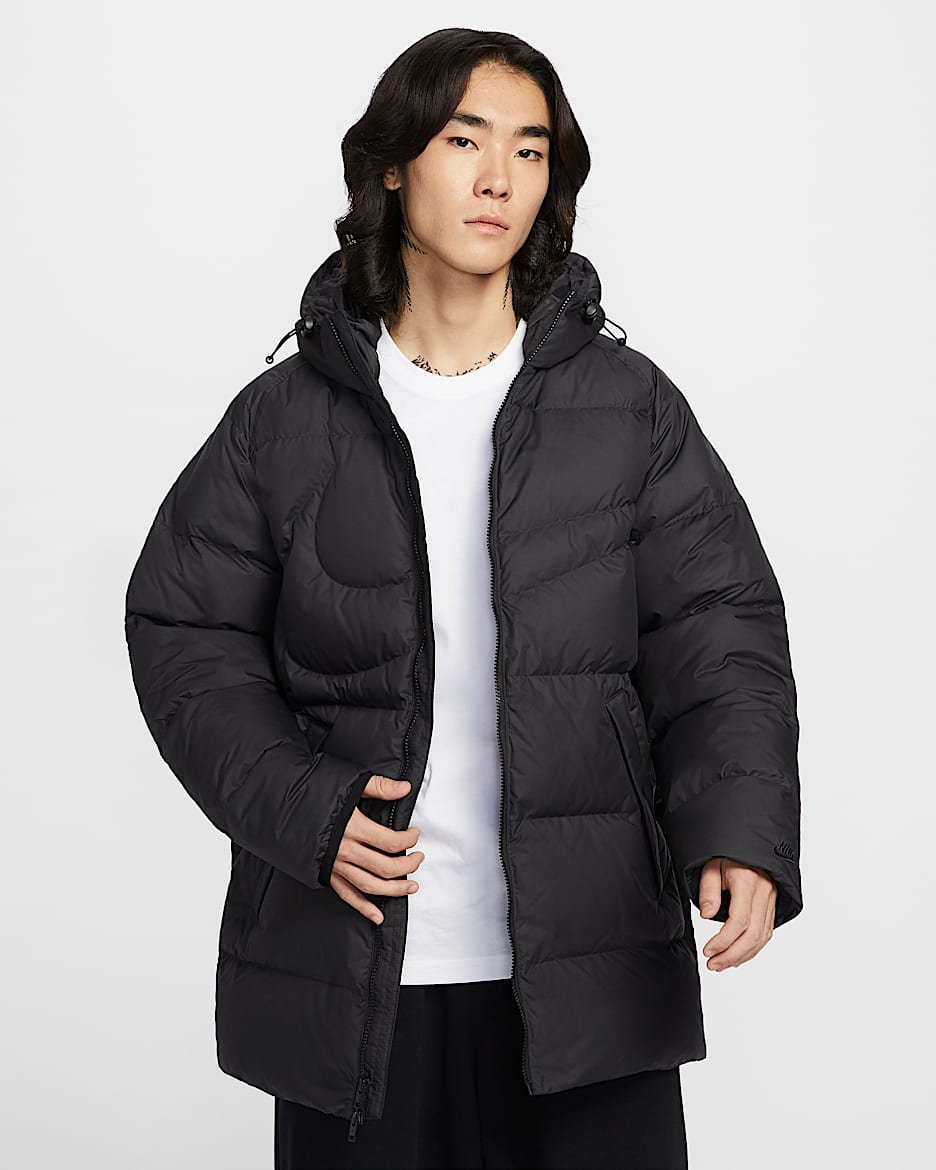 Nike Sportswear Club Therma-FIT 男子拒水宽松羽绒外套 - 黑/黑