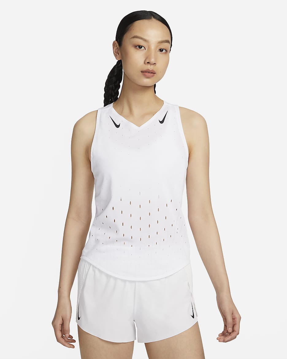 Nike AeroSwift Dri-FIT ADV 女子速干跑步背心 - 白色/黑/黑