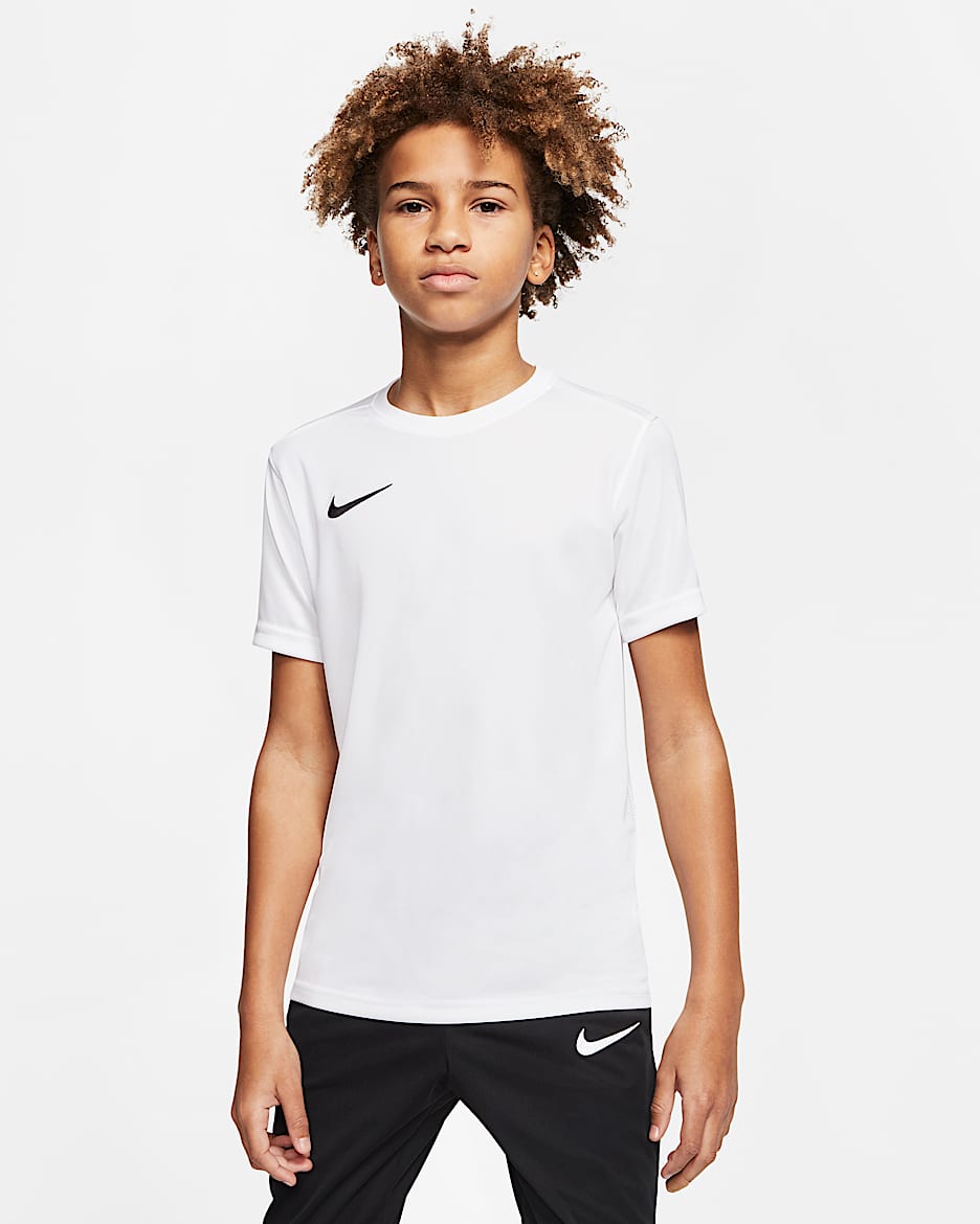 Nike Dri-FIT Park VII 大童速干短袖上衣 - 白色/黑