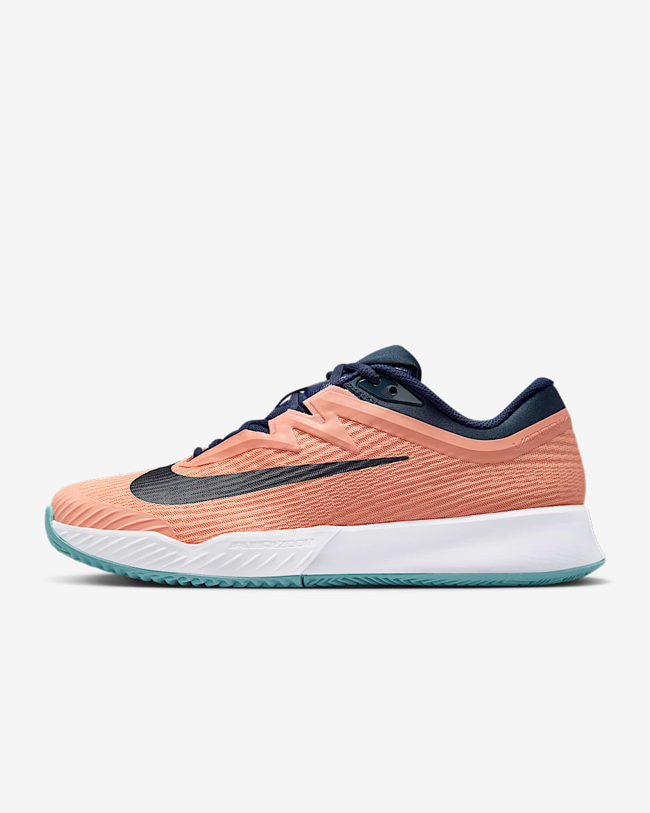 Nike Vapor Pro 3 男子红土球场网球鞋 - 杏黄粉/白色/牛仔蓝绿/黑曜石色