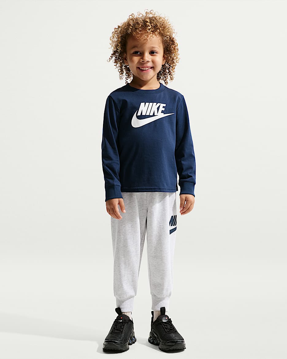 Nike 婴童长袖T恤和法式毛圈长裤套装 - 调色桦树色/蓝色/白色/白色