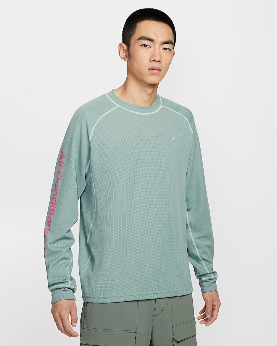 Nike ACG "Chinati" Dri-FIT ADV 男子防晒速干长袖图案上衣 - 加农绿/透明粉/泡沫薄荷绿/山峰白