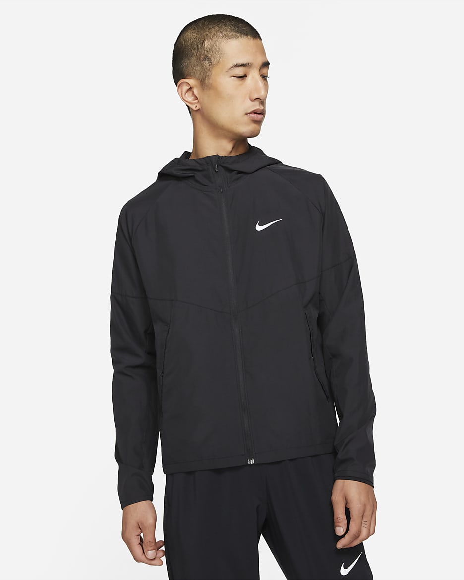Nike Repel Miler 男子拒水跑步夹克 - 黑/黑