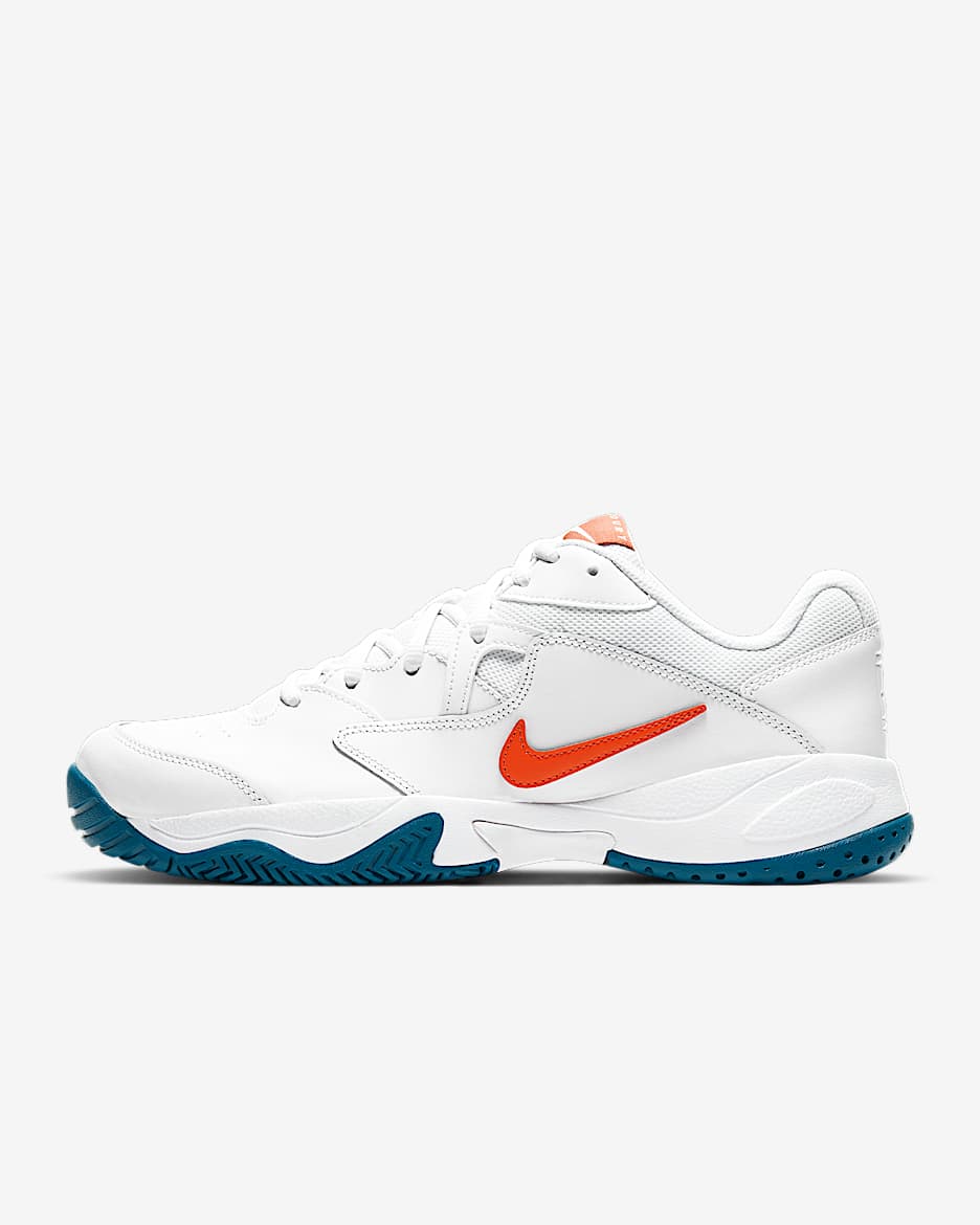 NikeCourt Lite 2 男子硬地球场网球鞋 - 白色/深渊绿/果仁糖棕/队橙