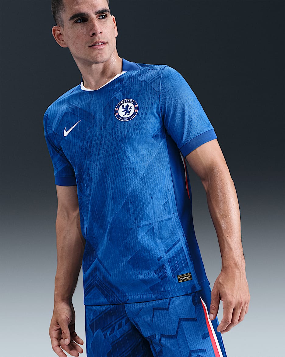 2025/26 赛季切尔西主场球员版 Nike Dri-FIT ADV 男子速干足球球衣 - 灯草蓝/白色/速度红/白色