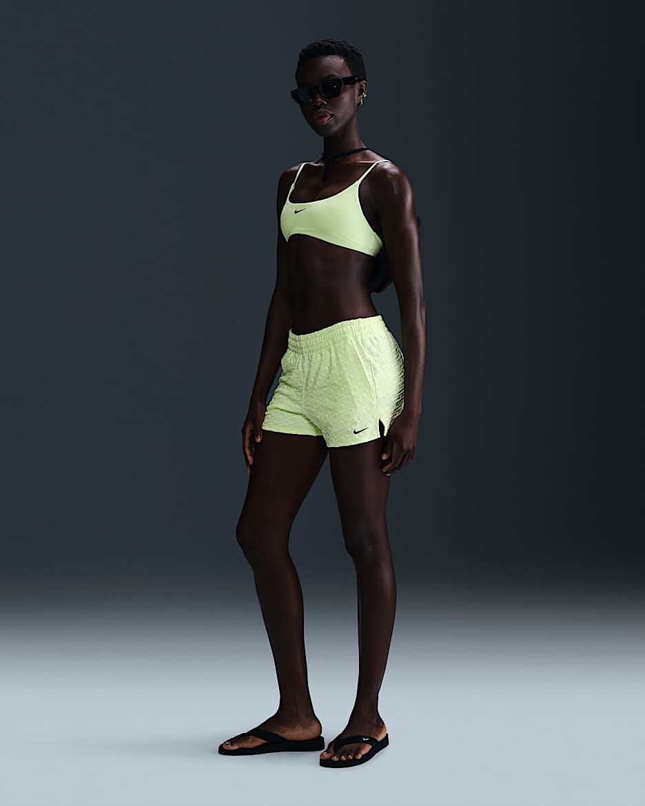 Nike Swim Swoosh Link 女子沙滩短裤 - 微黄绿/黑