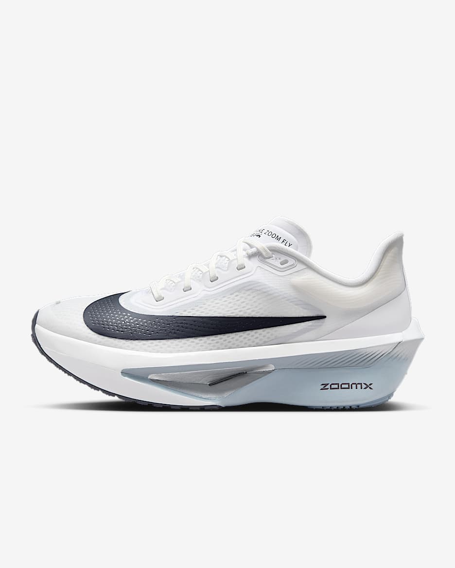 Nike Zoom Fly 6 女子公路竞速跑步鞋 - 白色/白金色/薄雾黑蓝/铁架黑