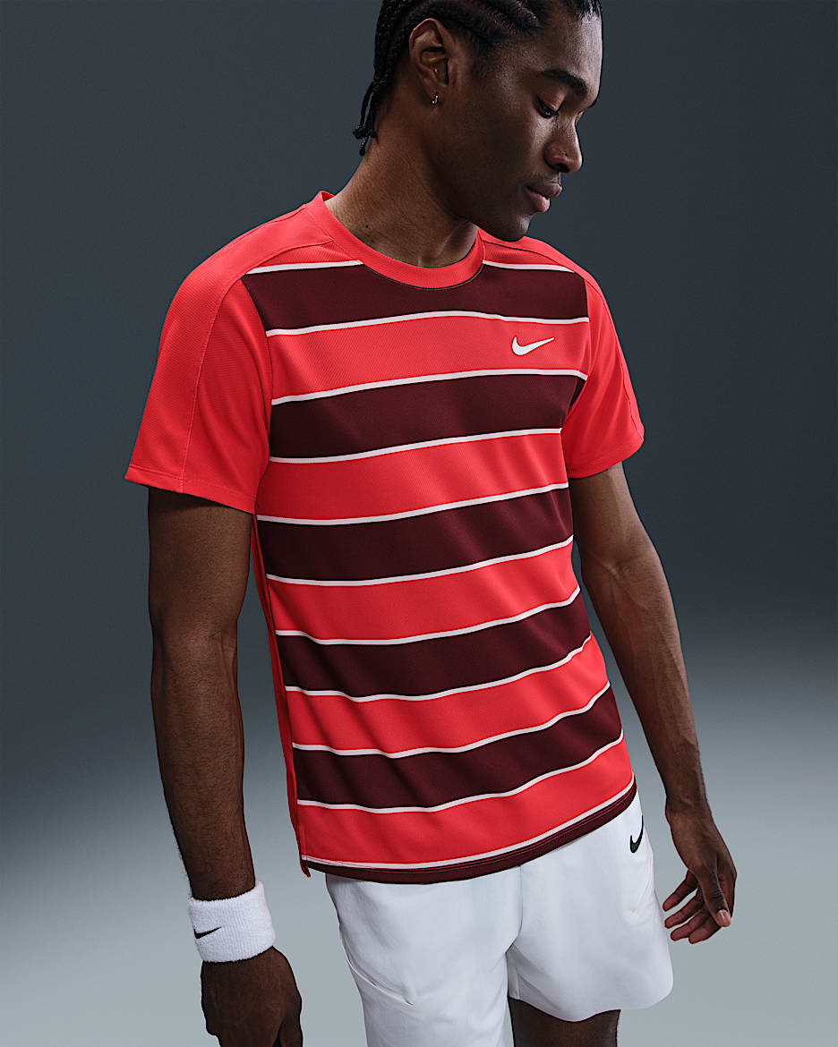 NikeCourt Slam Dri-FIT ADV 网球冠军同款男子速干上衣 - 浅深红/白色