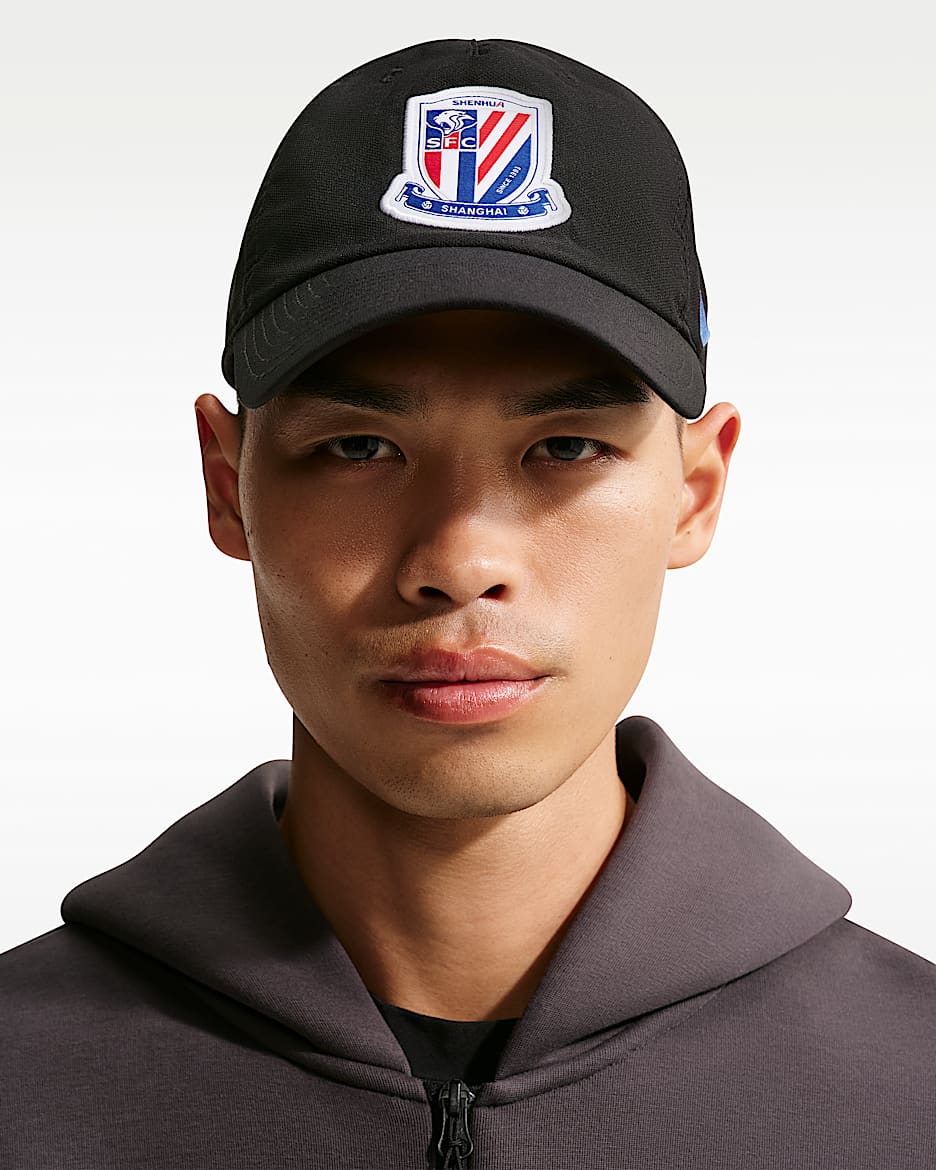 上海申花足球俱乐部 Nike Club 速干运动帽 - 黑/运动宝蓝