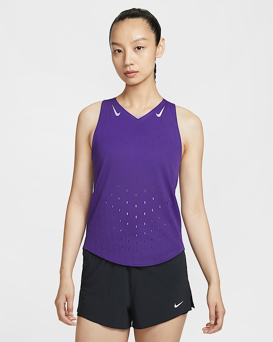 Nike AeroSwift Dri-FIT ADV 女子速干跑步背心 - 庭紫/白色