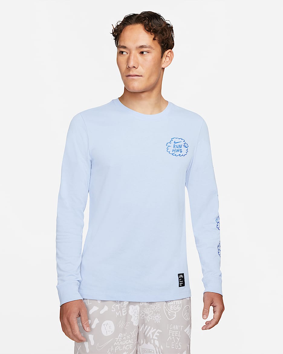 Nike Dri-FIT Nathan Bell 男子长袖跑步T恤 - 铝蓝