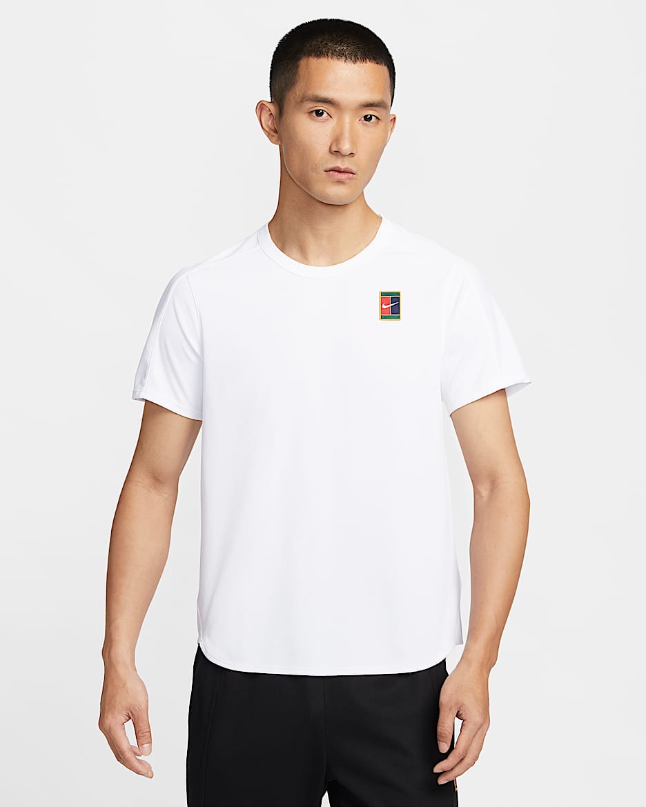 NikeCourt Slam Dri-FIT ADV 男子速干网球短袖上衣 - 白色