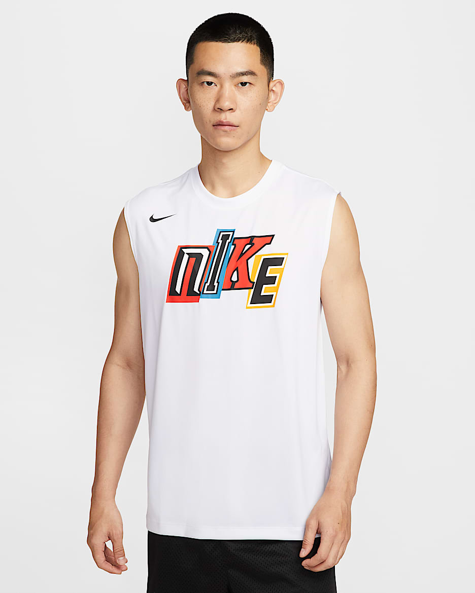 Nike Dri-FIT 男子速干无袖篮球上衣 - 白色