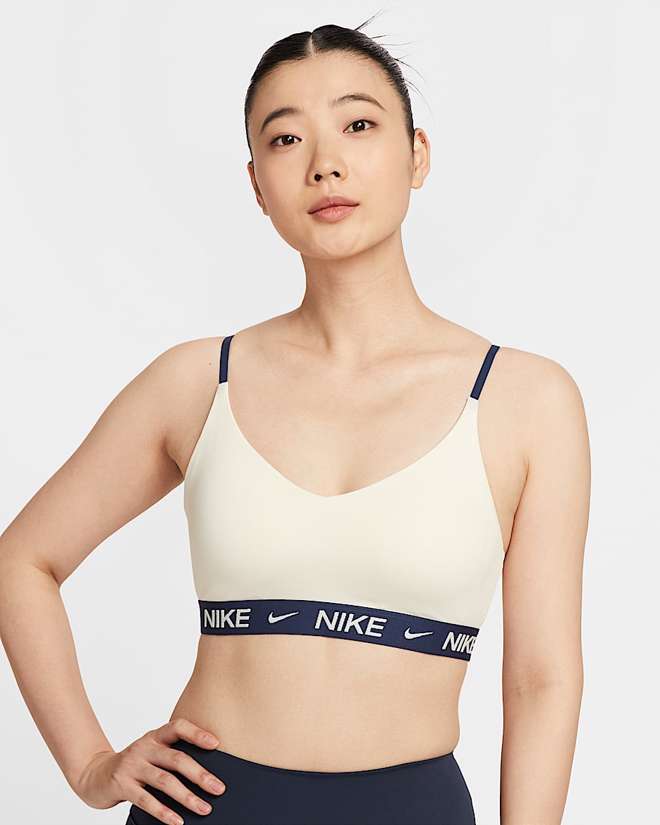 Nike Indy 女子速干低强度支撑衬垫可调节运动内衣 - 珍珠灰