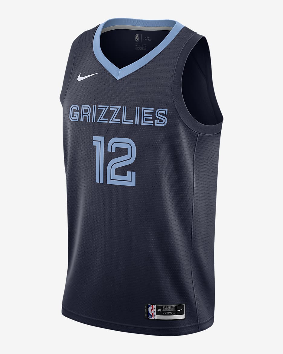 2020 赛季孟菲斯灰熊队 (Ja Morant) Icon Edition Nike NBA Swingman Jersey 男子球衣 - 大学深蓝/浅蓝/阿马里洛黄
