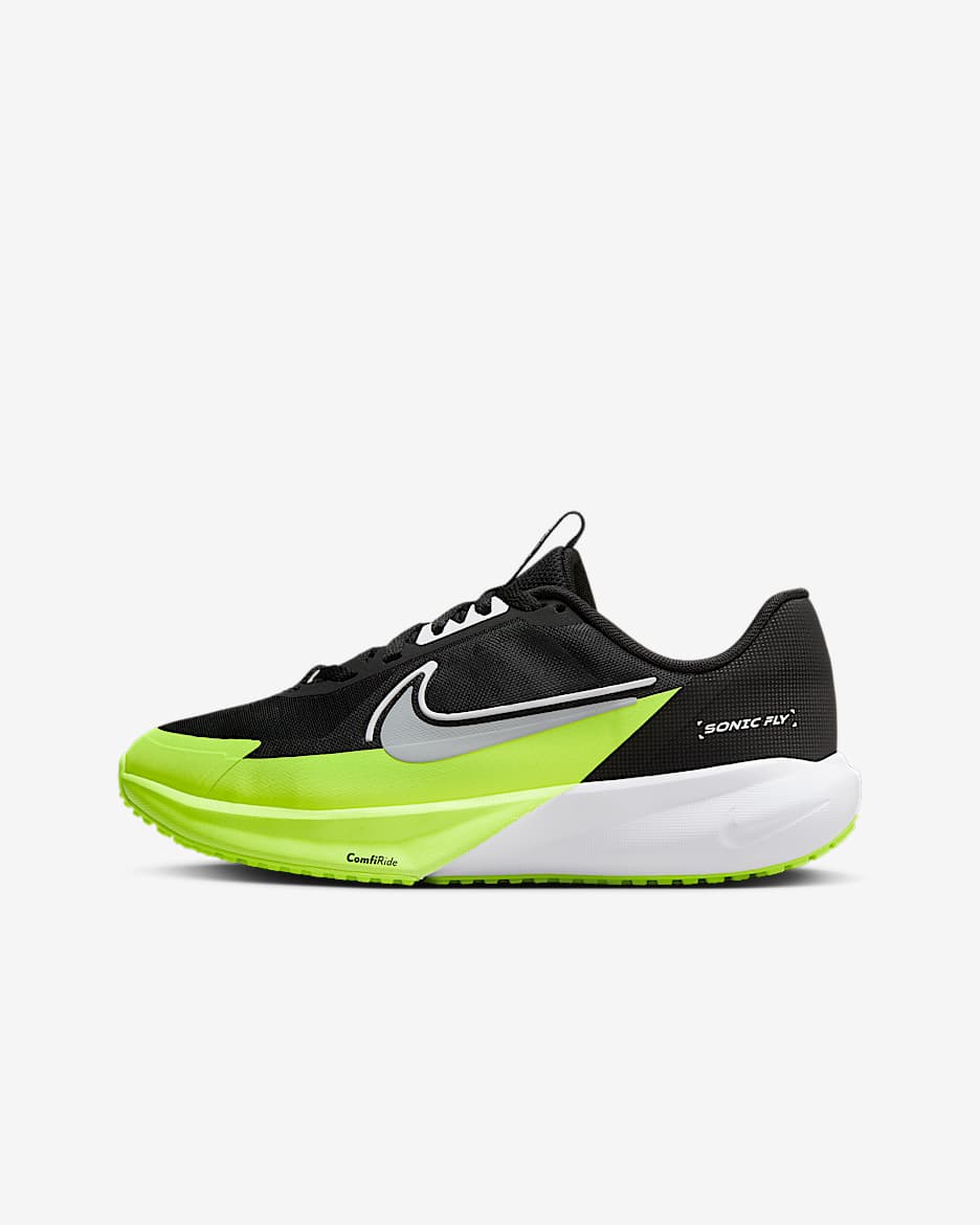 Nike Sonic Fly 耐克超音速号大童跑步鞋 - 黑/白色/荧光黄/狼灰