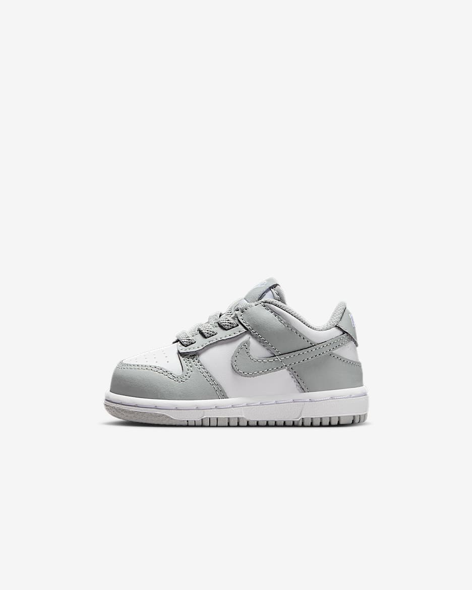 Nike Dunk Low 婴童易穿脱运动鞋板鞋 - 白色/白色/浅烟灰