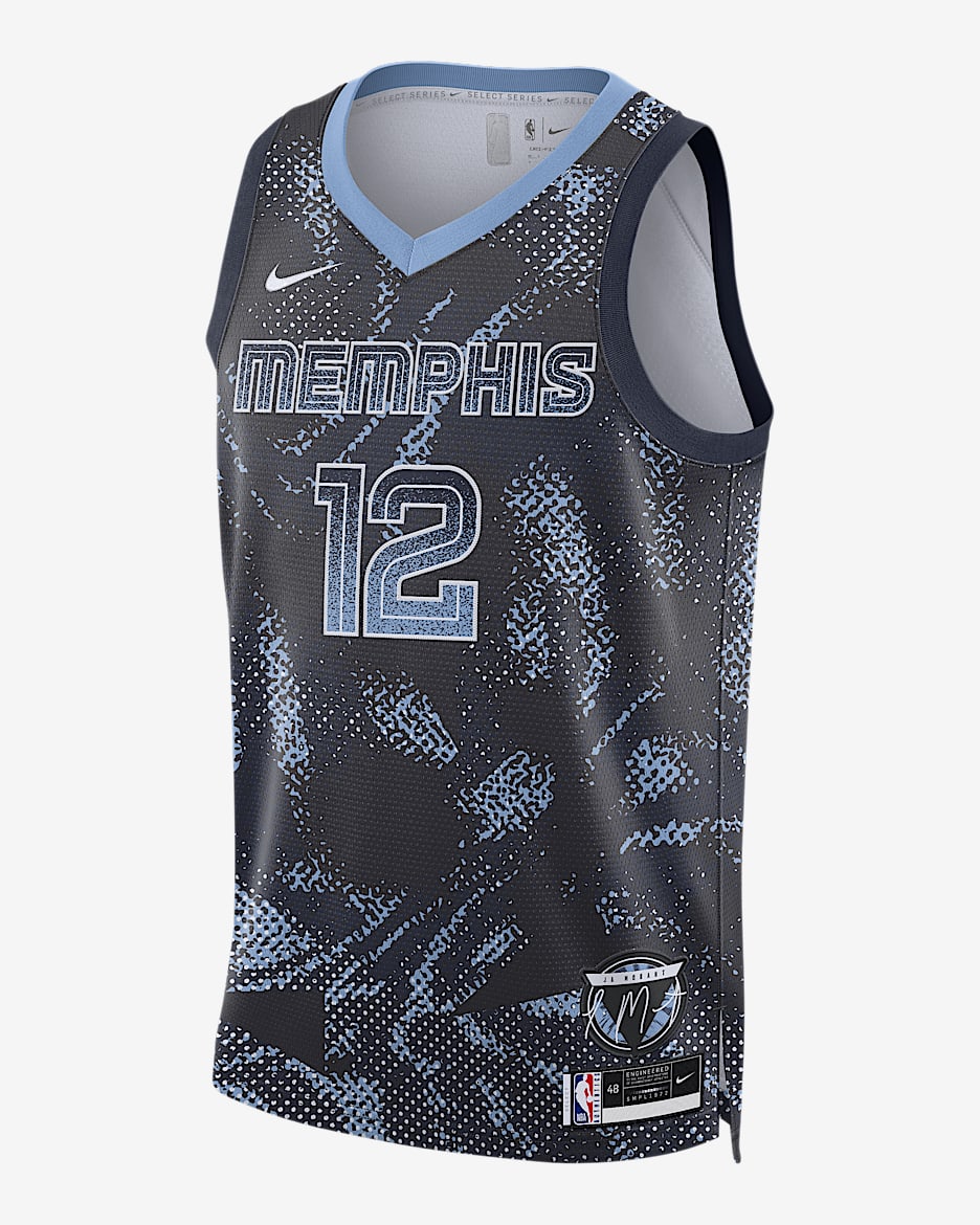 2025/26 赛季孟菲斯灰熊队贾·莫兰特 (Ja Morant) Select Series Nike Dri-FIT NBA Jersey 男子速干球衣 - 大学深蓝/白色