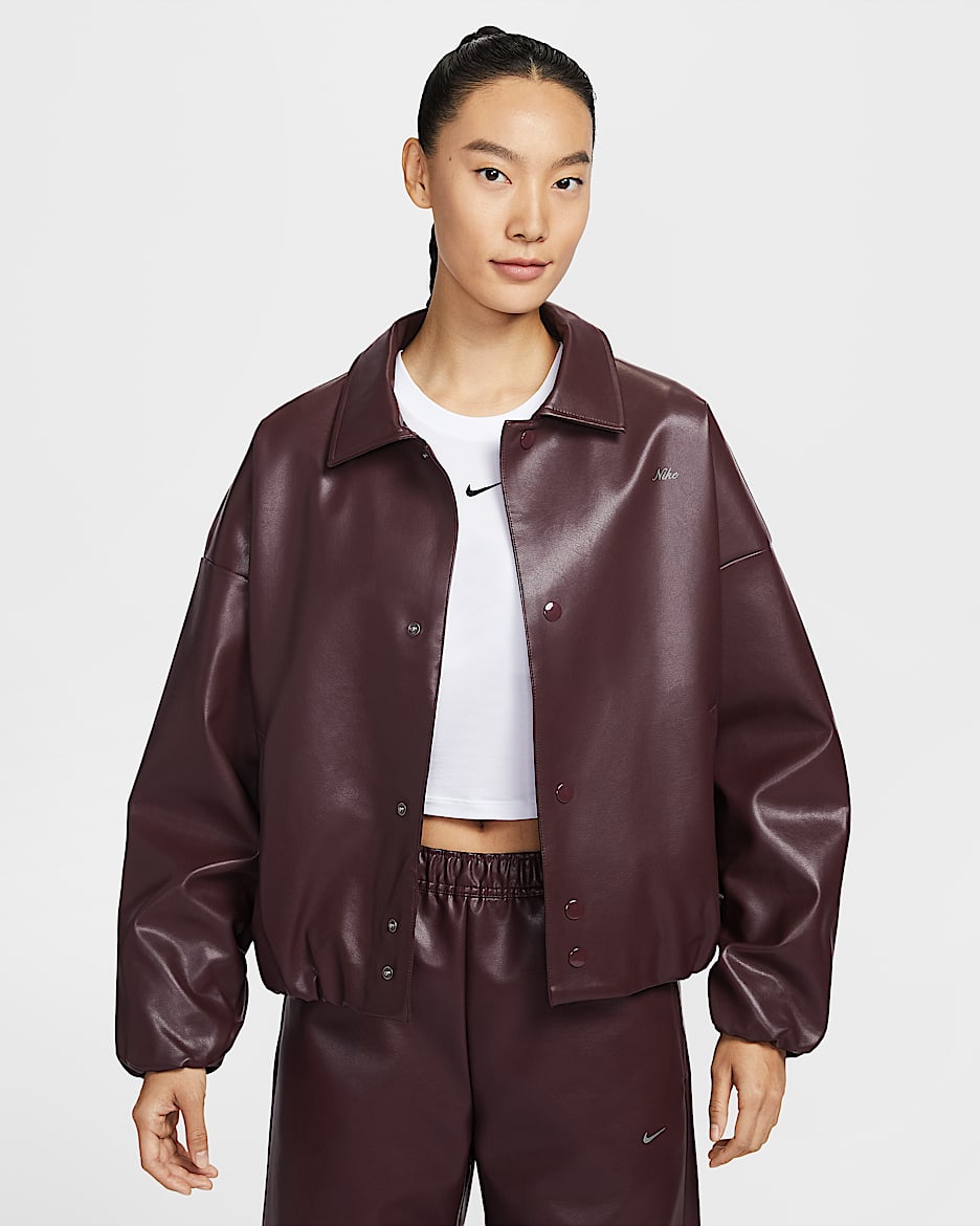 Nike Sportswear 女子 Oversize 风教练夹克 - 鲜亮勃艮第酒红