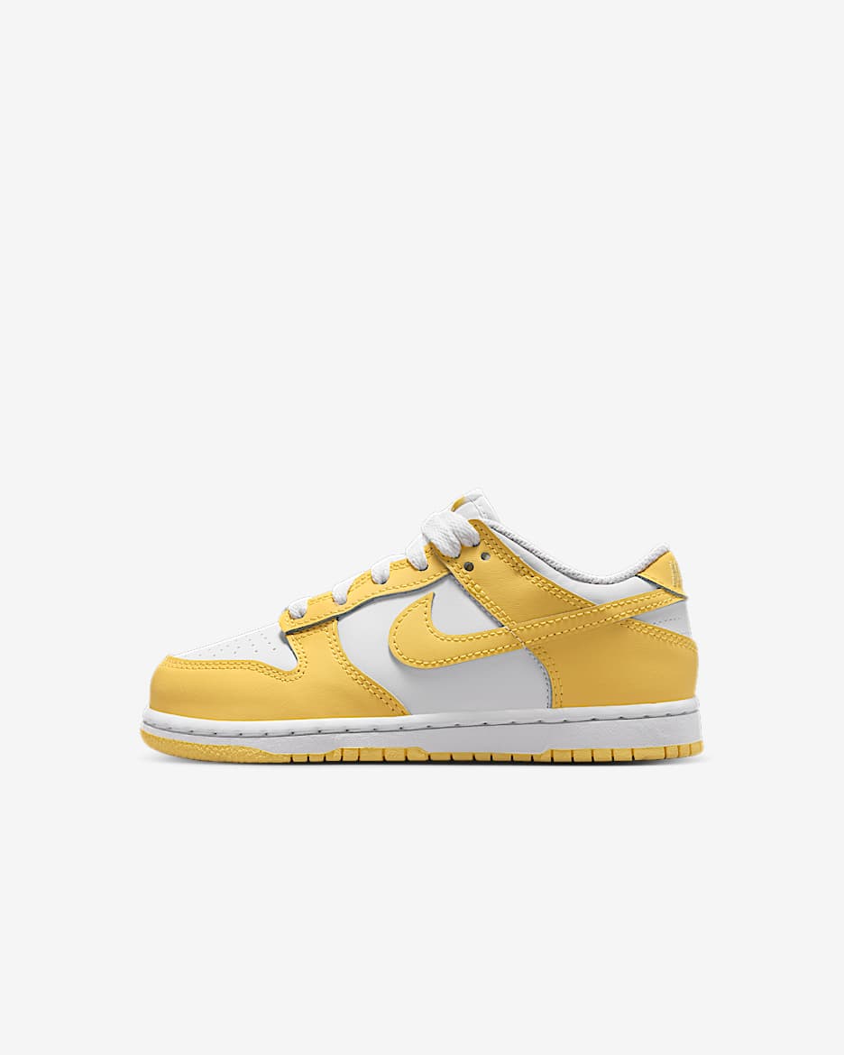 Nike Dunk Low 幼童运动鞋板鞋 - 白色/白色/白色/柔黄