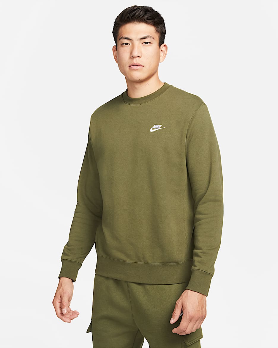 Nike Sportswear Club 男子法式毛圈圆领上衣 - 粗糙绿/白色