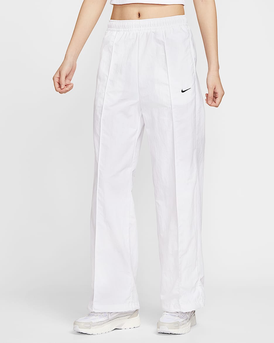 Nike Sportswear Everything Wovens 女子拒水防晒梭织中腰街舞长裤 - 白色/黑