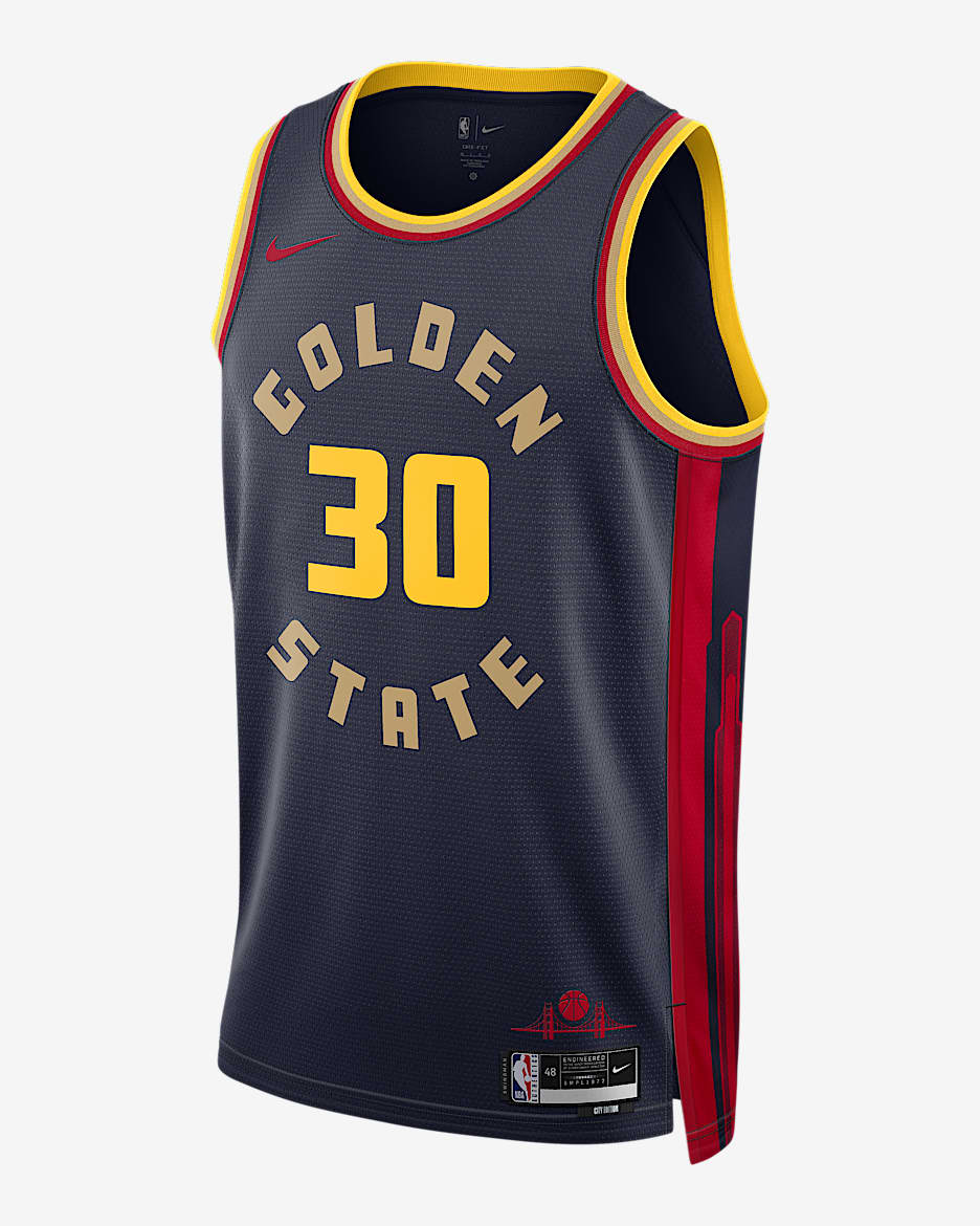 2024/25 赛季金州勇士队斯蒂芬·库里 (Stephen Curry) City Edition Nike Dri-FIT NBA Swingman Jersey 男子速干球衣 - 大学深蓝