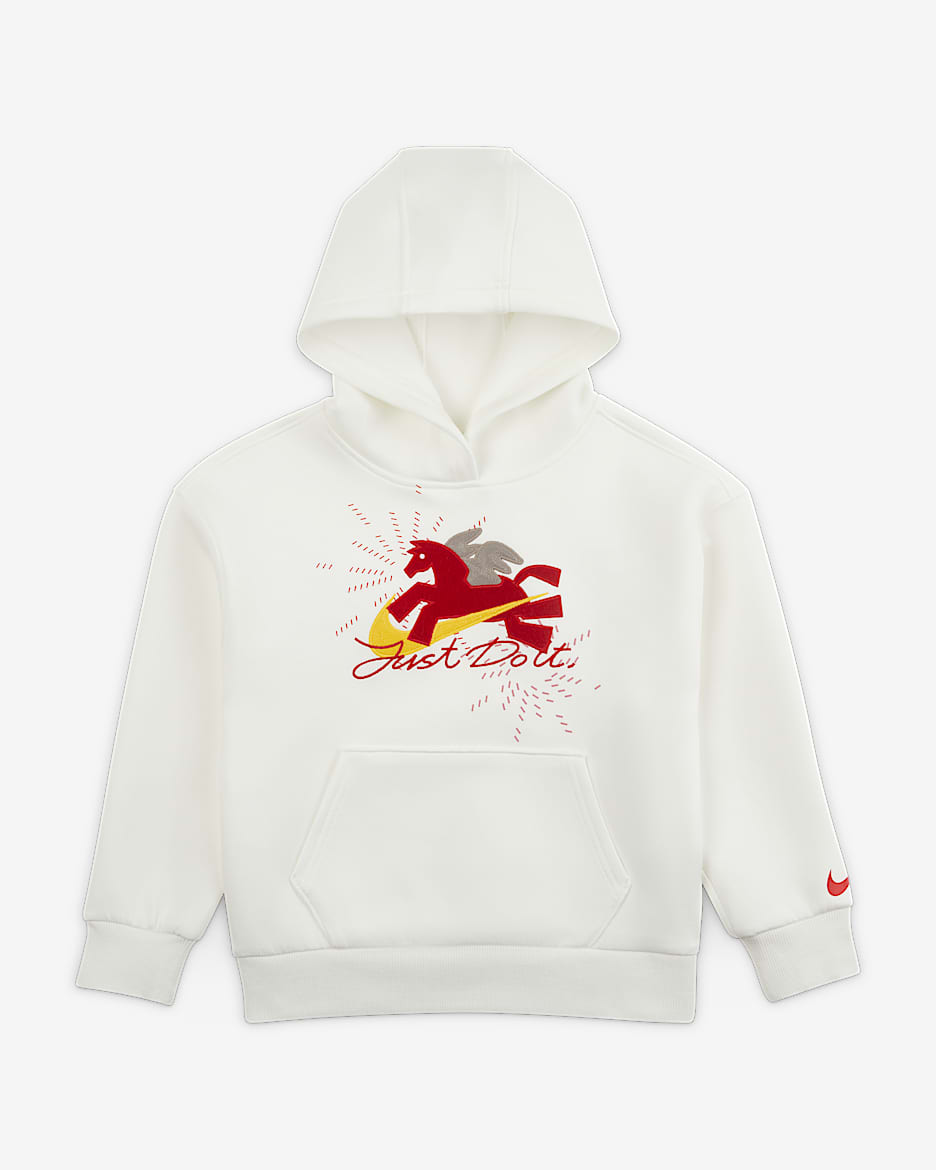 Nike 马年限定脱缰系列新年款幼童 Wings 贴片套头连帽衫 - 帆白