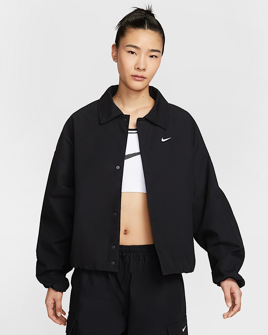 Nike Sportswear 女子 Oversize 风梭织夹克 - 黑/黑/帆白