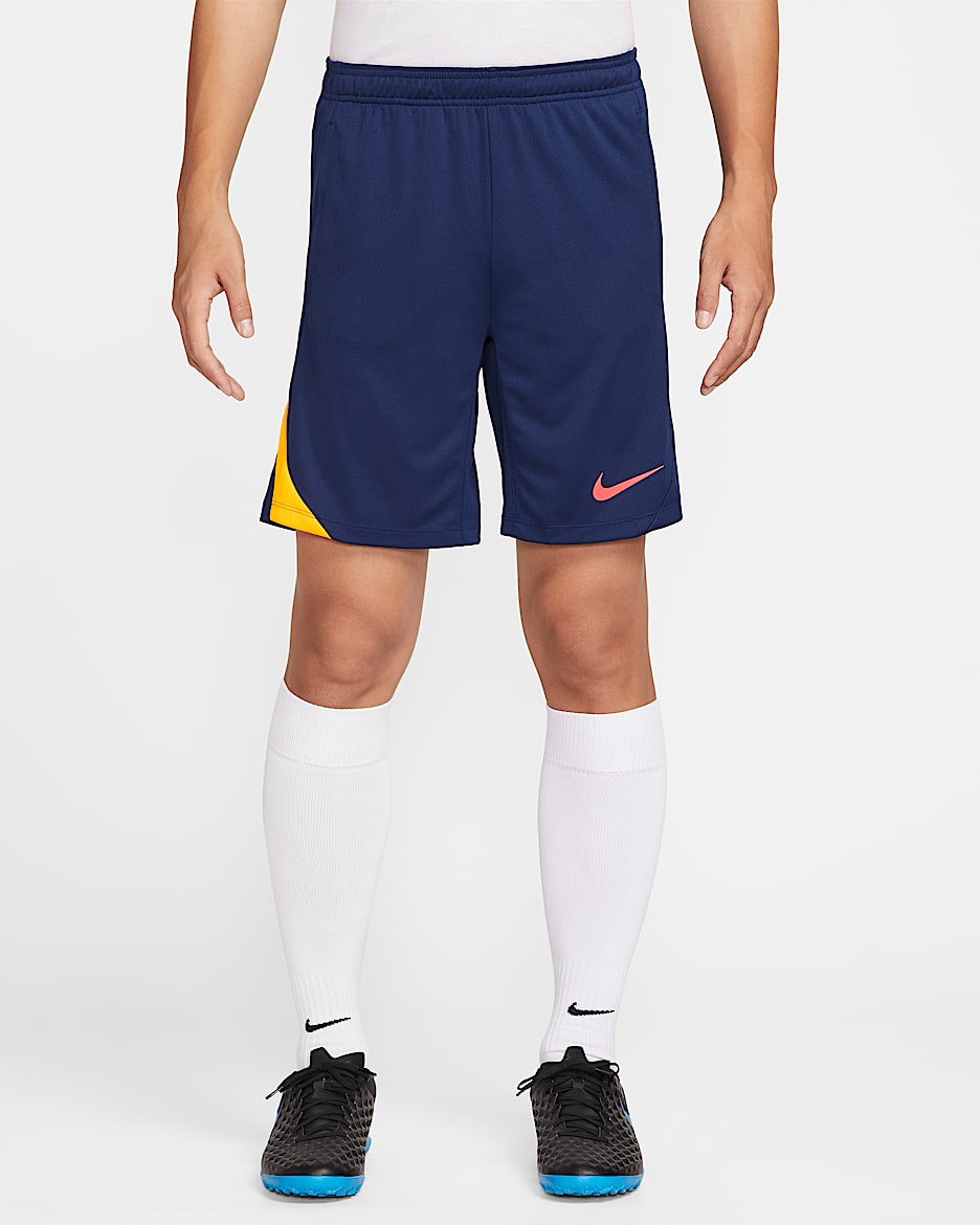 Nike Strike Dri-FIT 男子透气速干足球短裤 - 空间蓝/空间蓝/激光橙/亮深红