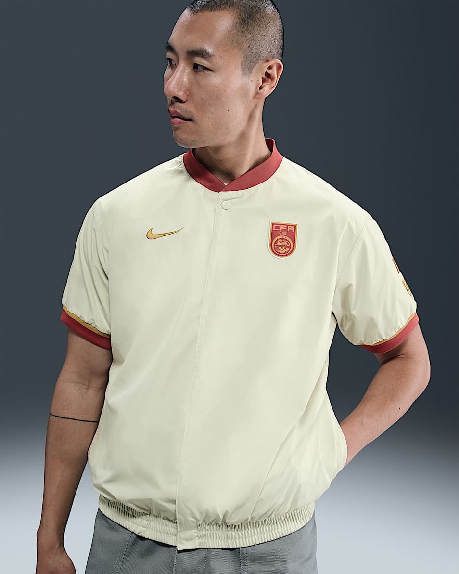 中国队 Authentics Nike 男子短袖热身上衣 - 海玻璃色/峡谷锈橙/俱乐部金