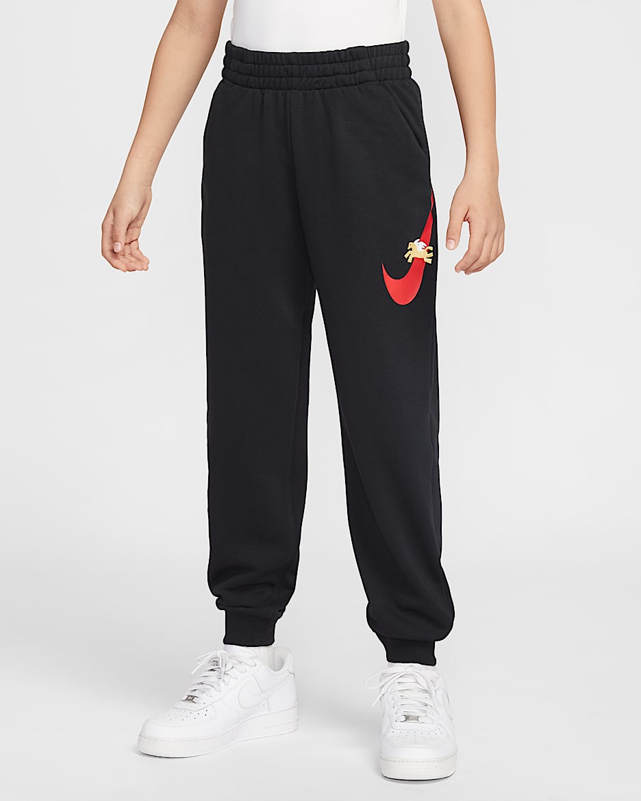 Nike Sportswear 马年限定脱缰系列新年款大童法式毛圈长裤 - 黑
